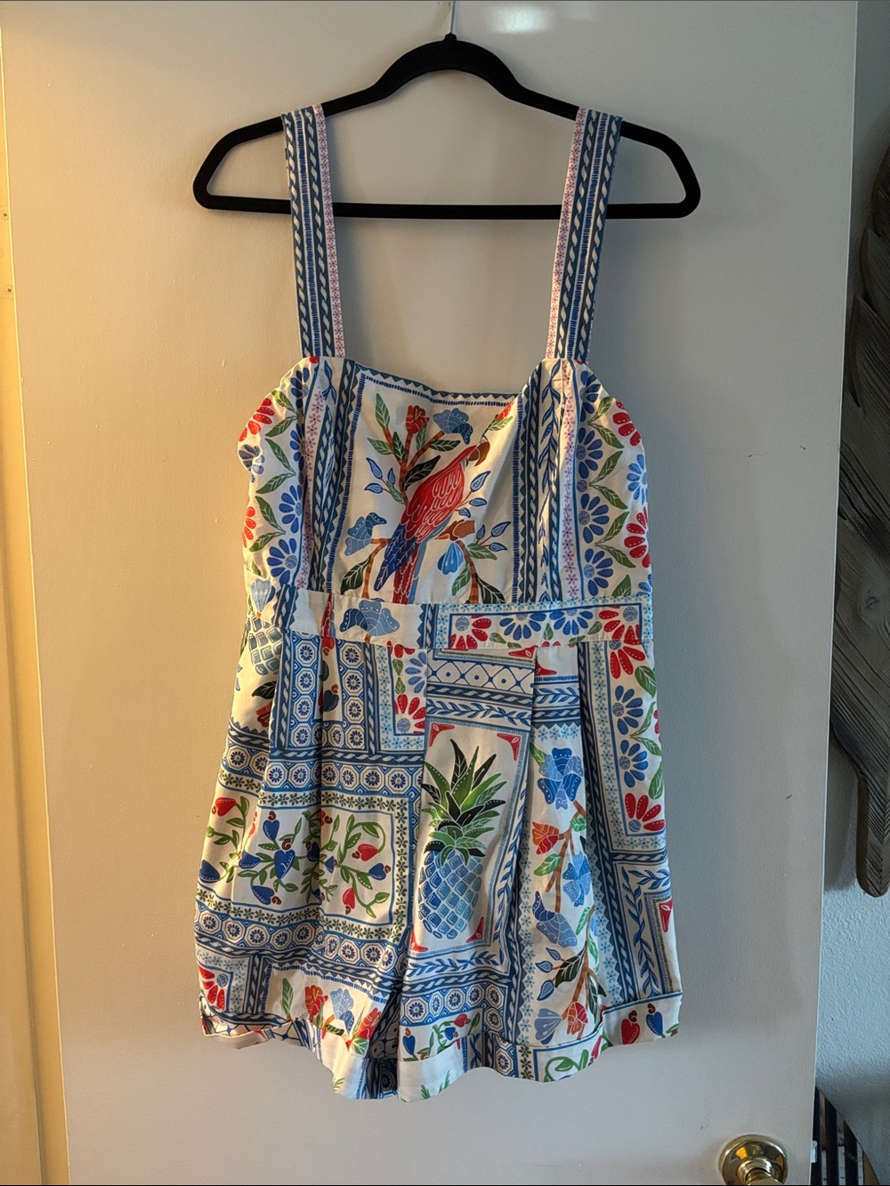 FARM Rio White Floral & Blue Patterned Women’s Shorts Romper
